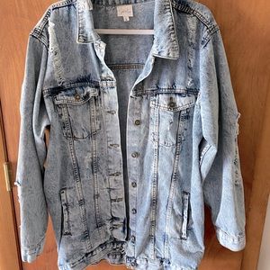 Womens, Distressed oversized, Denim Jacket Size L